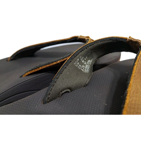 Reef Fanning Flip Flops Men's 9 Leather Sandals Brown Bottle Opener Beach - Picture 8 of 9